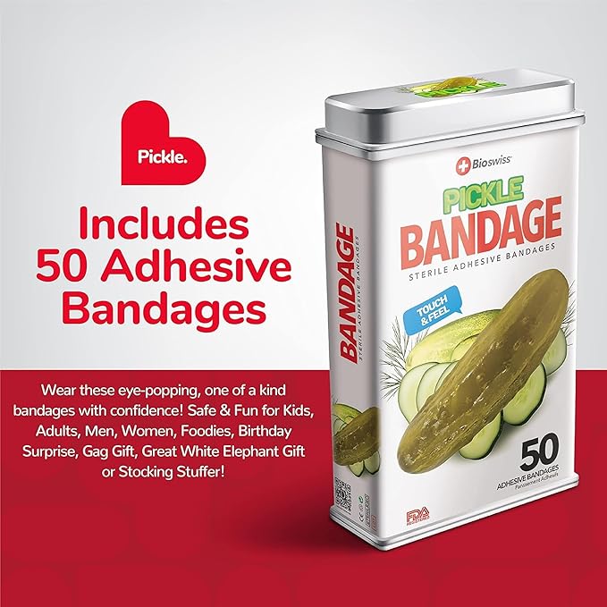 BioSwiss Bandages, Pickle Shaped Self Adhesive Bandage Set, Latex Free, Sterile Wound Care, 50 Count