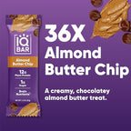 IQBAR Clean Plant Protein Bars - Almond Butter Chip - 36 Count - Keto, Vegan, High Fiber, Gluten and Dairy Free, Low Sugar Snack - Brain and Body Nutrients for Focus, Energy, Meal Replacement