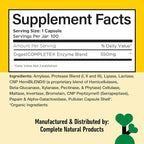 Complete Natural Products Digestive Enzyme Capsules, 550mg, 100ct | Plant-Based Formula, Organic Capsule Shell, Supports Digestive Balance & Nutrient Absorption