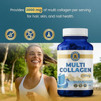 Vykee Nutrition Multi Collagen Capsules with Biotin + Hyaluronic Acid - Hair, Skin & Nail Support - Non-GMO, Gluten Free Dietary Supplement - 180 Capsules
