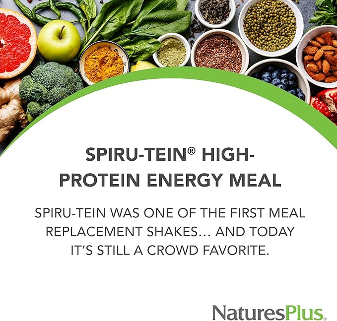 NaturesPlus SPIRU-TEIN, Chocolate - 3.7 lbs - Plant-Based Protein Shake - Non-GMO, Vegetarian, Gluten Free - 60 Servings