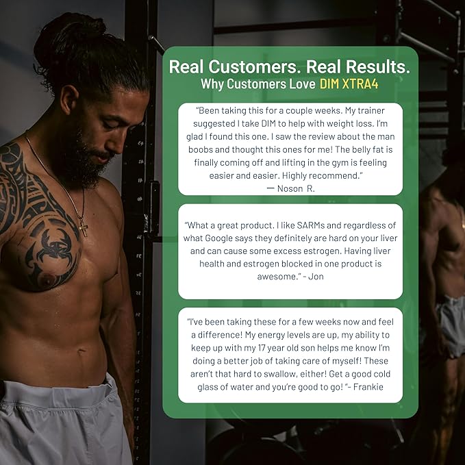DIM XTRA 4 - 300 mg Estrogen Blocker for Men & Aromatase Inhibitor | Testosterone Hormone Restorer & Energy Booster | With Magnesium, Nettle and Sulforaphane Broccoli Extract
