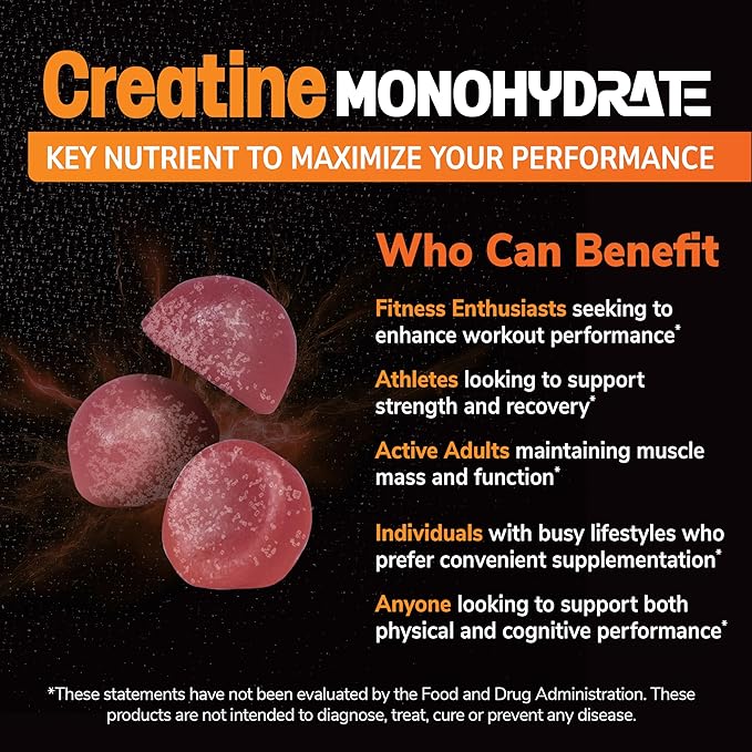 21st Century Full Fuel 365 Creatine Monohydrate Gummies, 5g Per Serve, Muscle Strength, Recovery & Cognitive Support, Mixed Berry Flavor, 75 Gummies