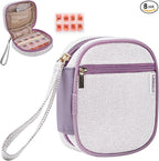 Weekly Travel Pill Organizer Pill Case for Purse with Removable 7 Day Pill Box Holder,Cute Medication Organizer Pill Container for Medicine, Vitamin, Fish Oils,Supplement (Purple, Small)