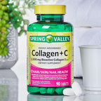 Spring Valley Collagen + C Tablets for Hair/Skin/Nail Health, 2,500 mg, 90 Count, Highly Absorbable, Collagen Plus Vitamin C Bundle with Luall's 45 Diabetes Decoded