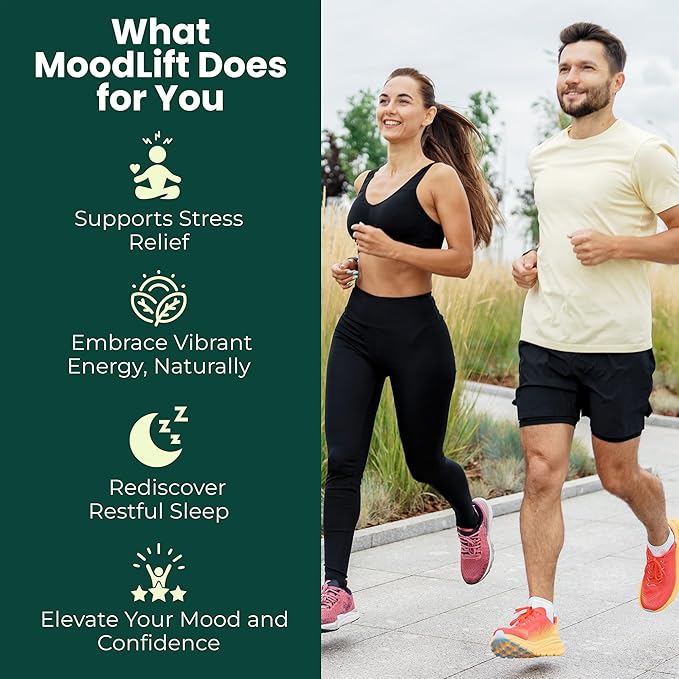 MoodLift Natural Mood Support Supplement - Dopamine & Adaptogen Blend with Mucuna Pruriens, Shatavari, Rhodiola Rosea & Matcha - Promotes Emotional Balance, Focus & Stress Relief - 60 Capsules