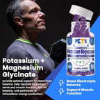 Potassium Magnesium Gummies - High Absorption Magnesium Glycinate & Potassium Citrate Plus Omega 3, B6, D3, K2 & Calcium - Chewable Gummy for Leg Cramps, Immunity & Energy-Blueberry 60 Gummies