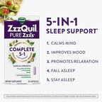 ZzzQuil Pure Zzzs Complete Sleep, Melatonin 10mg, L-Theanine, GABA, with Ashwagandha, and Magnesium, Melatonin Sleep Aid, 60 Count