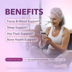 Menopause Support Supplement for Women, Hot Flash, Sleep, Mood & Focus Support, Hormone-Free with Maca, Ginseng, Chamomile & Saffron, Non-GMO, 60 Capsules, 30 Day Supply