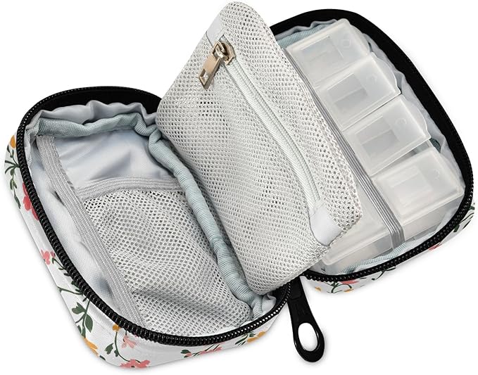 Floral Weekly Medicine Pill Organizer Travel Pill Case Box Holder Container Small for Vitamin Supplement