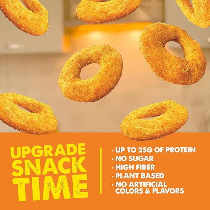 CRISP POWER Protein Pretzels, NEW Cheddar, 25G Protein, High Protein Snack, High Fiber, Low Carb Crunchy Pretzel Snacks, No Added Sugar, 1.75 oz Bags, 6 Pack, Vegan, Keto
