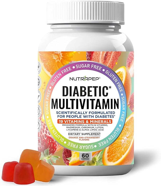NutraPep Premium Multivitamin Chewable Gummies for Women & Men - Sugar-Free & Gluten Free Supplement Vitamins - Calcium Magnesium Zinc Manganese Thiamine Biotin…