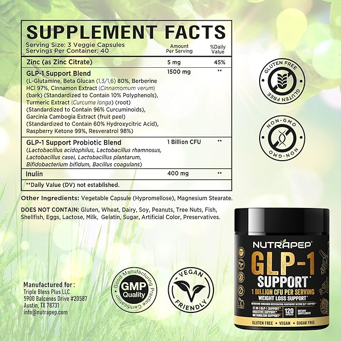 GLP-1 Support Probiotic Weight Loss Supplement - Glp1 Support with Berberine for Fat Burn