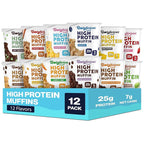 Bootylicious | 25g Protein Muffin | Ultimate Variety | Low Carb, 16g-18g Fiber, Low Glycimic Index, Low Sugar, 2.32-2.75oz Cup, 12-Pack