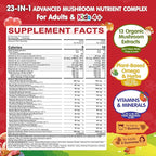 Kids, Teens & Adults Focus Gummies - Lions Mane Mushroom + Saffron + Algae Omega-3, 24-IN-1 Attention Supplement with Chaga, Magnesium, Methylated B12, B6 for Brain, Memory, Energy, Sugar Free, 2Pack