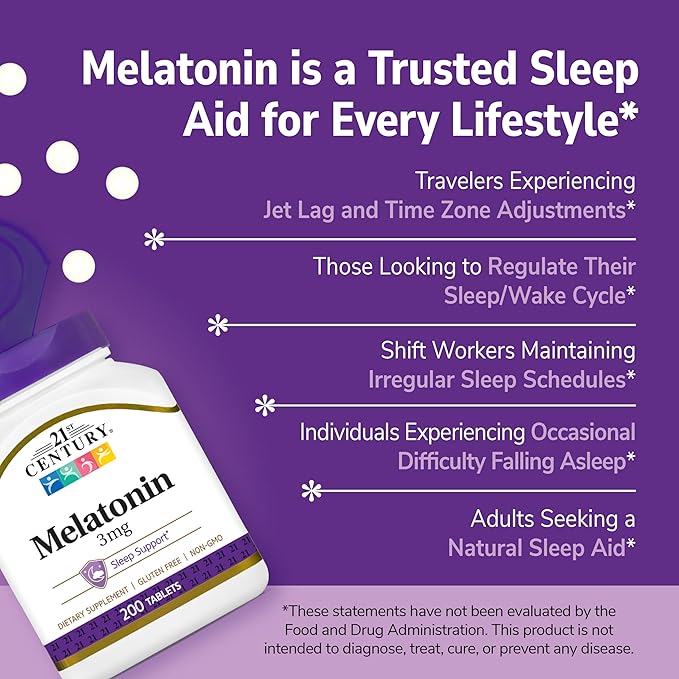 21st Century Melatonin 3 mg Tablets, 200 Count
