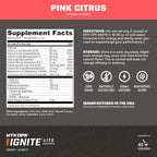 MTN OPS Ignite Lite Sugar Free Energy Drink Powder with 100mg Caffeine, Nootropic Blend for Energy & Focus, L Arginine & L Citrulline for Endurance, 45 Servings, Pink Citrus