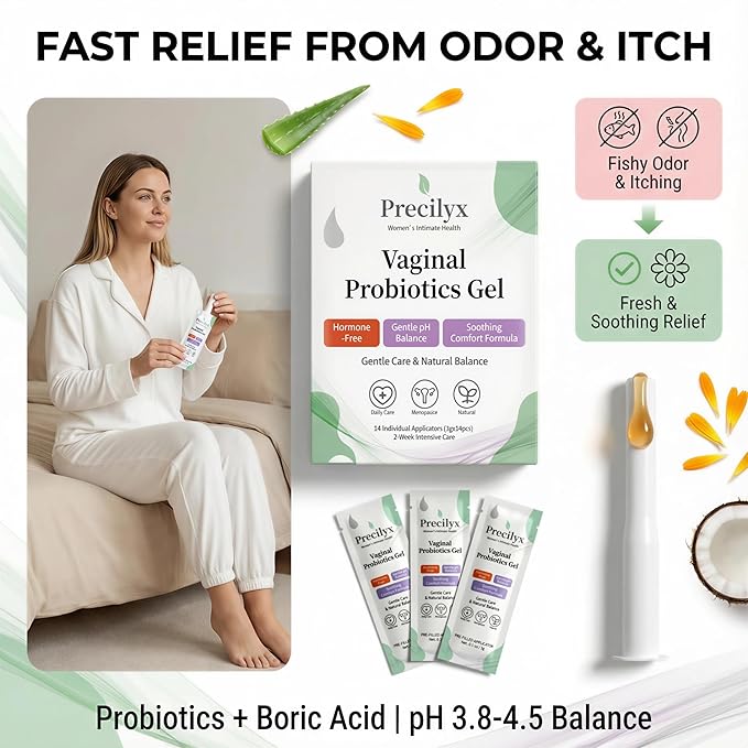 Vaginal Probiotics Intimate Care Gel for Women with Boric Acid Odor Control,Itch Relief & pH Balance Hormone-Free | BV & Yeast Infection Care | Dryness Moisturizer,14 Pre-Filled Applicators