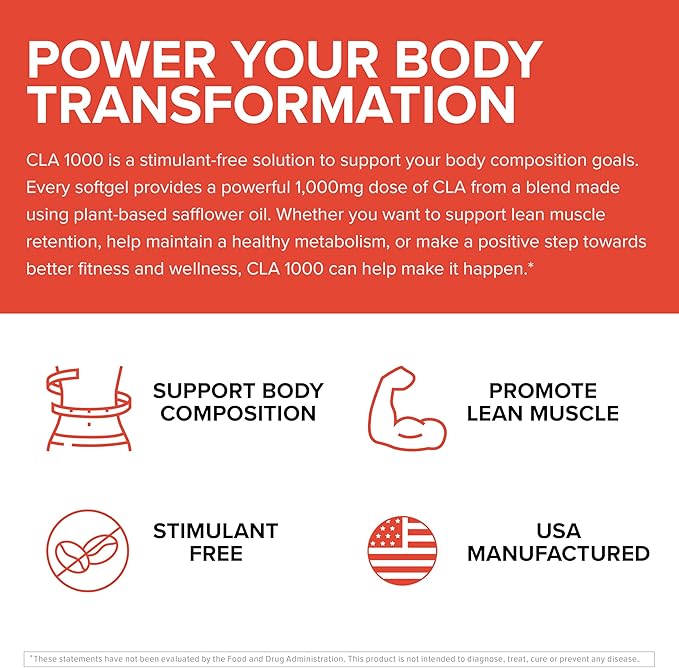 InnoSupps CLA 1000mg - CLA Supplements with Safflower Oil - Supports Metabolism, Lean Muscle Recovery and Growth, Stamina, and Immune Health (30 Capsules)