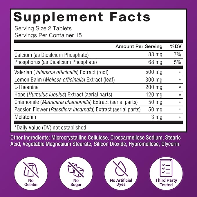 Force Factor Somnapure Drug-Free Sleep Aid for Adults with Melatonin, Valerian Root, and Lemon Balm, Non-Habit-Forming Sleeping Pills, Fall Asleep Calm at Night, Wake Up Refreshed, 30 Tablets