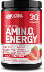 Optimum Nutrition Amino Energy - Pre Workout with Green Tea, BCAA, Amino Acids, Keto Friendly, Green Coffee Extract, Energy Powder - Juicy Strawberry Burst, 9.5 Ounce, 30 Servings (Packaging May Vary)