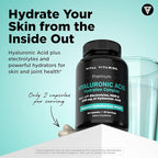 Vital Vitamins Hyaluronic Acid Supplement Hydration Complex - with Hyaluronic Acid, MSM, Vitamin C, Coconut Water Powder, & Silica - Skin Hydration Supplements - Non-GMO - 60 Capsules, 30 Servings