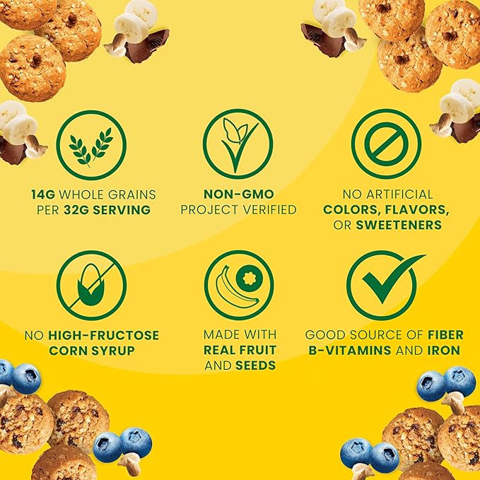 belVita Energy Snack Bites Variety Pack, Banana Dark Chocolate & Sunflower Seed, Blueberry & Sunflower Seed, 15 Snack Packs