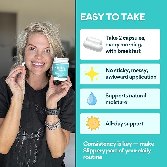 VoomVaya Slippery – Vaginal Dryness Relief for Women Over 40 – Vaginal Moisturizer with Slippery Elm for Women to Support Vaginal Moisture – 60 Capsules