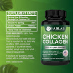 FabLab Chicken Sternum Cartilage Type II Collagen Capsules - Nutritional Supplement for Joints-1000mg per Serving - Non-GMO, Anti-Aging Dietary Product with Hydrolyzed Peptides- 100 Capsules