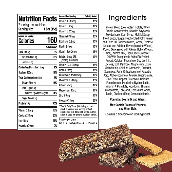 BestMed Protein Bar – 15g Protein, Low Carb, Low Sugar, High Fiber, Low Calorie Meal Replacement Nutrition Bar, Healthy Snack for Weight Management Diet (Fudge Graham, 7 Count)