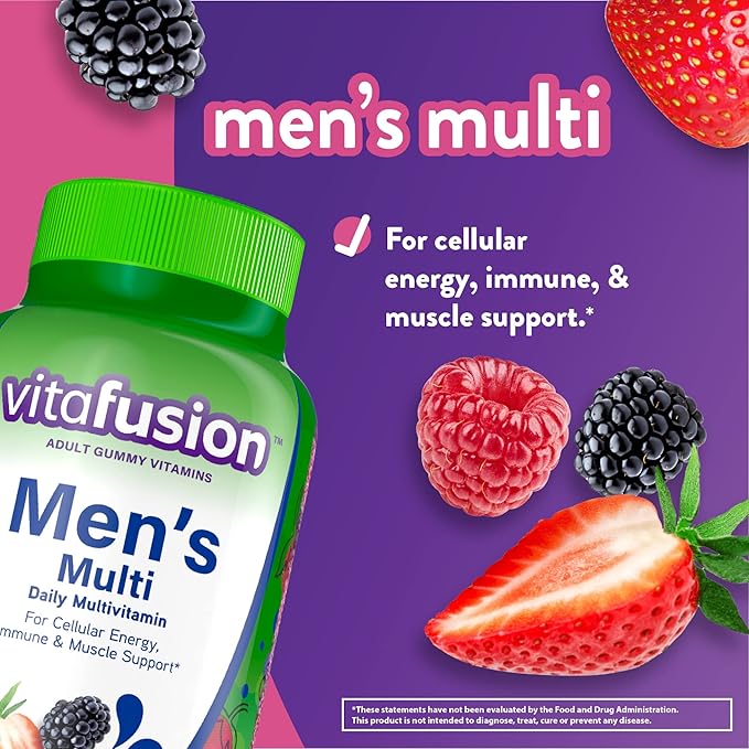 Vitafusion Men's Multivitamins | 150 Adult Gummies | with Vitamins A, B, C, D, E | Berry Flavor | Gluten Free Supplement