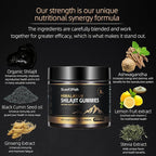 Organic Shilajit Gummies, Pure Himalayan Shilajit Gummies For Men Supplement, Gold Women，Natural 85+ Trace Minerals, Ashwagandha, Black Seed Oil Extract, 90 Gummies