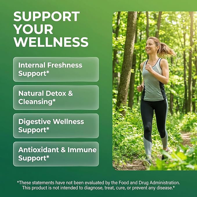 Clean Nutra Chlorophyll Capsules Supplement Internal Deodorant Peppermint, Sea Moss, Parsley, Chlorella, Spirulina, Slippery Elm, Ashwagandha, PhytoFresh Greens Detox Pills