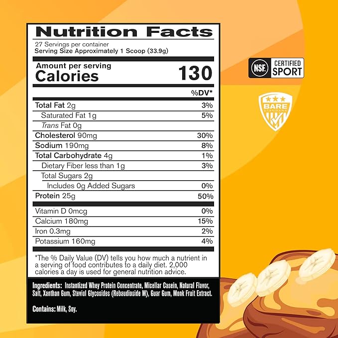 BARE PERFORMANCE NUTRITION, BPN Whey Protein Powder, Whey Protein Concentrate, Native Micellar Casein, Amazing Mixability, Banana French Toast
