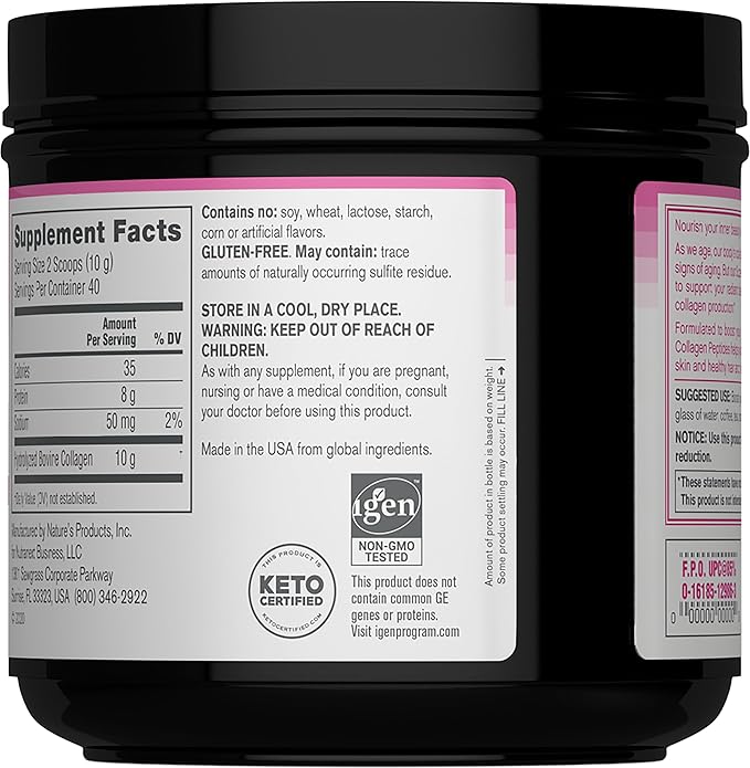 NeoCell Super Collagen Peptides Powder, Non-GMO, Grass Fed, Paleo Friendly, Gluten Free, For Hair, Skin, Nails & Joints, Unflavored, 40 Servings, 14 Ounces (Packaging May Vary)