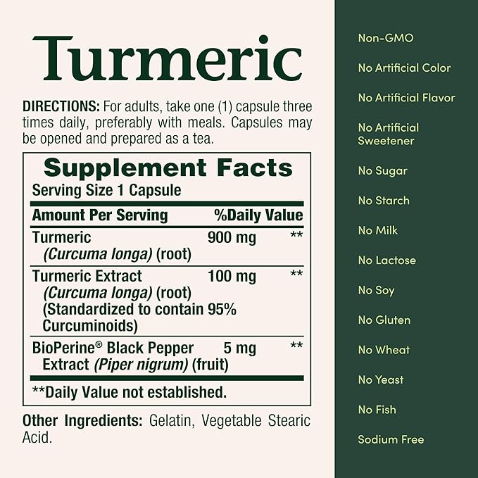 Nature's Bounty Turmeric with Black Pepper Extract, Supports Antioxidant Health, 1000mg, 60 Capsules