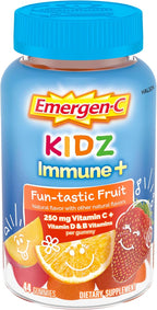 Emergen-C Kidz Vitamin C Immune Support Gummies Fun-Tastic Fruit 44CT includes Zinc, Manganese, B Vitamins and Vitamin D for Back to School Essentials