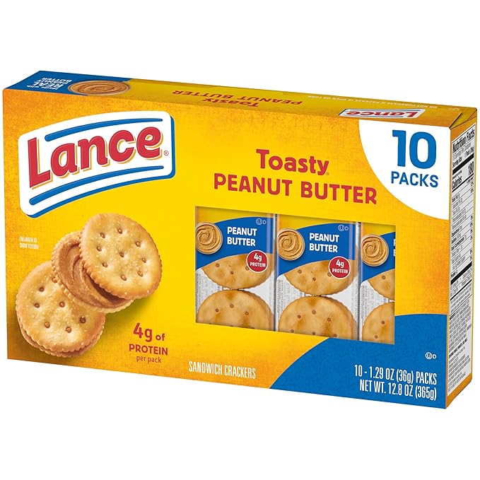Lance Sandwich Crackers, Toasty Peanut Butter, 10 Individually Wrapped Packs, 6 Sandwiches Each