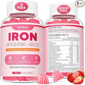 Vegan 2 Pack Iron Supplement Gummies for Women & Men, Anemia, Blood Builder & Energy Support for Iron Deficiency, with Vitamin C, A, B Complex, Folate, CoQ10, Sugar Free, Non-GMO, 120 Count