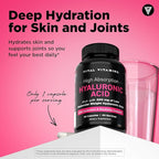 Vital Vitamins Hyaluronic Acid Supplements - Made with 200mg of Low Molecular Weight Hyaluronic Acid - Supports Skin Hydration & Elasticity from Within - 60 Capsules, 60 Servings