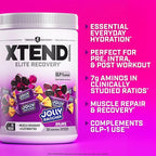 Xtend Original BCAA Powder, 7g BCAAs and 2.5g L-Glutamine for Muscle Recovery Hydration and Lean Muscle, Sugar Free Intra and Post Workout Drink with Electrolytes, Grape Jolly Rancher, 30 Servings