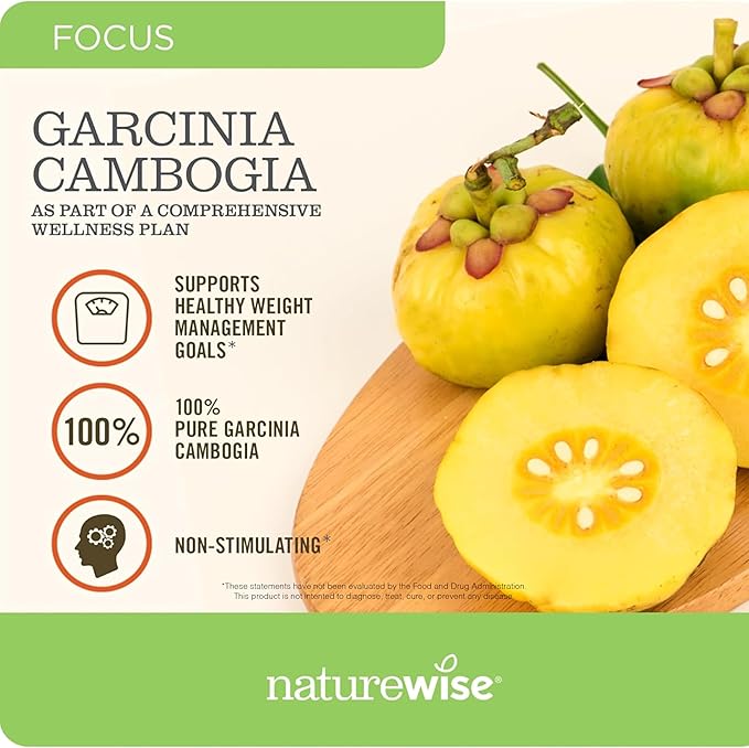 NatureWise Garcinia Cambogia - 60% HCA Concentration Extract,Natural Support for Weight Goals and Energy Levels - Vegan,Non-GMO,Gluten Free - 180 Capsules[2-6 Month Supply],(Pack of 2)