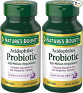 Nature's Bounty Lactobacillus Acidophilus Probiotic Supplement - Daily Probiotic for Women/Men Digestive Health,100 Million Organisms,Vegetarian,1 Serving per Day,120 Tablets,(Pack of 2)