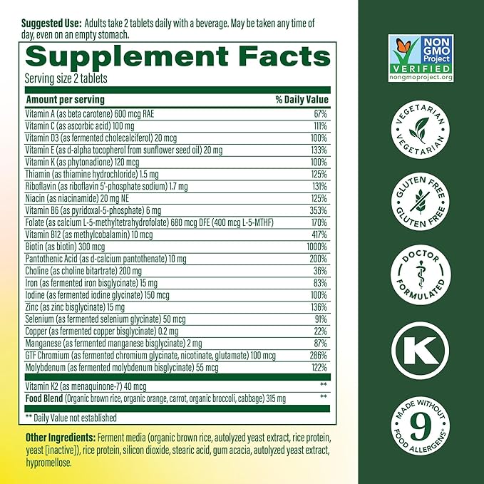 MegaFood Women's Advanced Multivitamin for Women - Doctor-Formulated With Iron, Choline, Vitamin D, Vitamin C & Zinc - Brain Health - Immune Support - Non-GMO - Vegetarian - 60 Tabs (30 Servings)