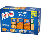 Lance Sandwich Crackers, Variety Pack, 3 Flavors, 20 Individually Wrapped Packs, 6 Sandwiches Each