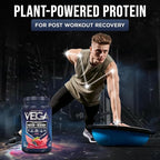 Vega Sport Vegan Protein Powder + Recovery - 30g Plant Based Protein per Serving, Berry, 19 Servings, 5g BCAAs, Probiotics, NSF Certified, for Shakes & Smoothies, 1.8lbs (Packaging May Vary)