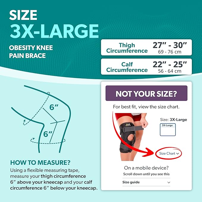 BraceAbility Obesity Hinged Knee Brace - XXXL Overweight to Plus Size Wrap Support for Womens and Mens Arthritis Treatment, Bariatric Joint Pain Relief, Kneecap Instability, Ligament Weakness (3XL)