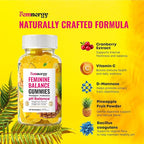 Feminine Balance Probiotic Gummies for Women - Vaginal Health & pH Balance Natural Gummy Supplement with Probiotics Pineapple Cranberry Vitamin C - Women's Healthy Odor & Flora Support - Gluten-Free
