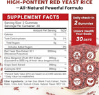 Red Yeast Rice 2,000mg with CoQ10 Gummies - Max Strength Extract Red Yeast Rice Supplement with CoQ10 200 Plus Citrus Bergamot - Natural Cholesterol Support,Vegan, Non-GMO, Gluten-Free – 60 Counts