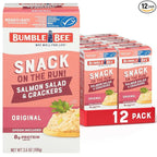 Bumble Bee Snack On The Run! Protein Snack Pack - 8g Protein per Box - Salmon Salad with Crackers Kit - Ready to Eat Easy-Open Can - Wild Caught MSC-Certified Seafood (Pack of 12)